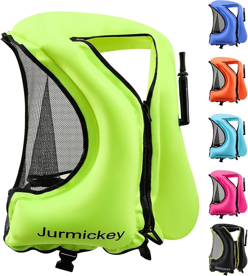 Jurmickey Snorkel Vest for Adults, Inflatable Snorkeling Vest for Men & Women, Portable Swim Jacket & Buoyancy Vest for Snorkeling, Swimming, Kayaking, Boating - Image 1